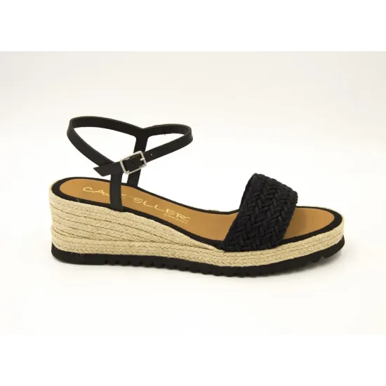 SANDALIAS CUÑA  CASTELLER 948 NEGRO