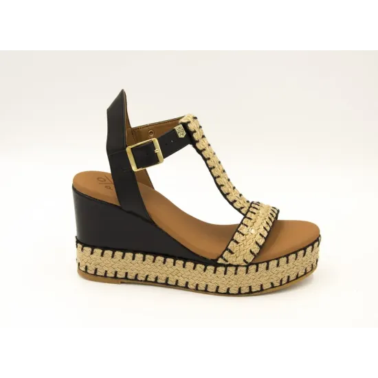 SANDALIAS CUÑA  POPA NEGRO