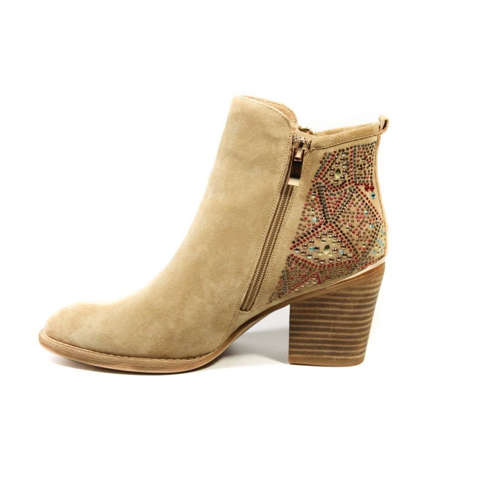 Camel Botin Con Tacon De Aguja Botines Alma En Pena Crumpled Cuero